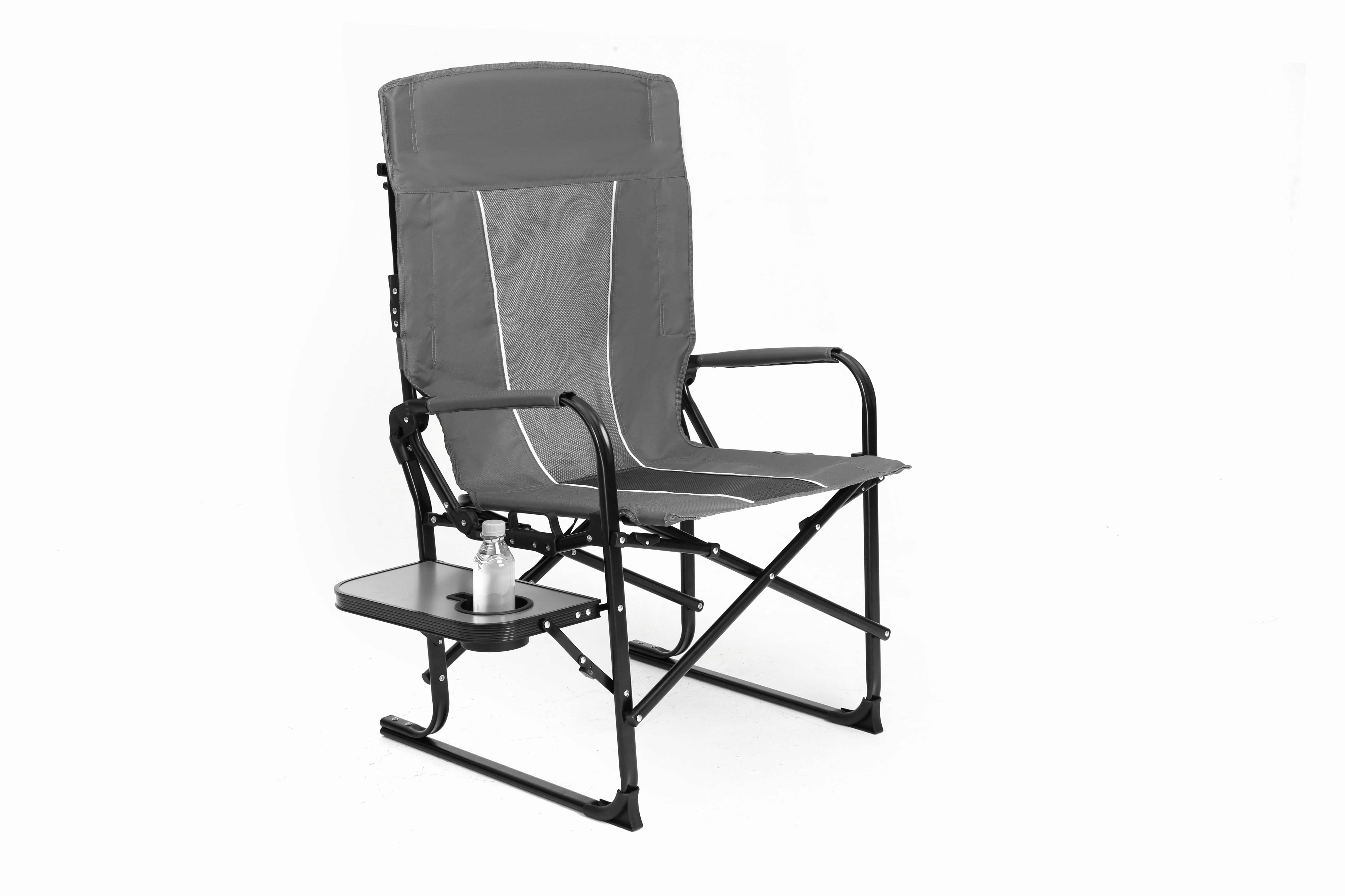 Oversized Folding Camping Directors Chair, Heavy Duty Steel Frame Portable Lawn Chair with Side Table, Cup Holder & Storage Pocket, 250LBS Capacity for Beach Fishing Picnic Outdoor