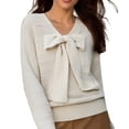 thumbnail image 2 of shoper Women's Bow Detail Knit Sweater Long Sleeve Pullover Casual Comfortable Soft Loose Fit Solid Color Everyday Top 2025 Fall Fasion, 2 of 5