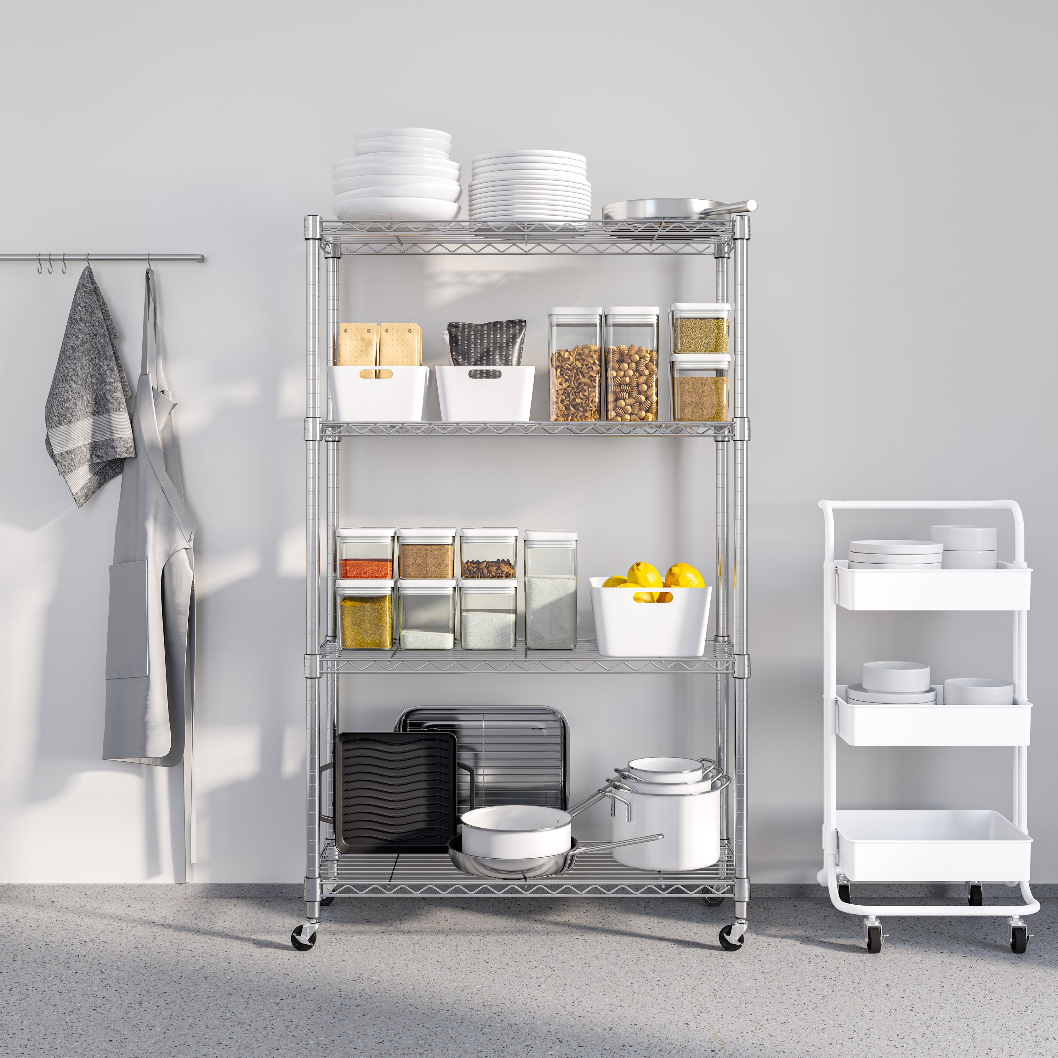 Seville Classics Solid Steel Wire Shelving Storage Unit Adjustable Shelves Organizer Rack, for Home, Kitchen, Office, Garage, Bedroom, Closet, Steel, 4-Tier, 36" W x 14" D