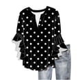 thumbnail image 3 of Jsaierl 3/4 Length Sleeve Womens Tops Casual Button Up V Neck Shirts Cute Print Ladies Blouses Classic Vacation T-shirts Top S-2XL, 3 of 7
