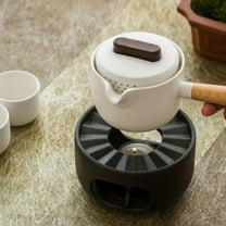 GOOHOCHY Black Ceramic Tea Warmer with Candles Holder for Tea Heating Enjoy Tea aroma Simple and Elegant