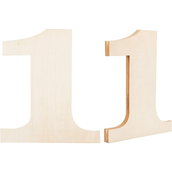 Unfinished Wooden Number 1 Shape 12" Wooden Number 1 Shape Unfinished Natural Decorative Craft for Paint Freely DIY Craft Store Signs Wall Decor Yard Embellishment Brown