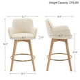 thumbnail image 4 of Zesthouse 25.8" Swivel Counter Height Bar Stools Set of 2, Upholstered Linen Barstool with Curved Back and Wood Legs, Mid Century Modern Counter Height Chairs for Pub Kitchen Island, Beige, 4 of 10