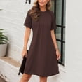 thumbnail image 5 of Plus Size Summer Dresses for Women 2026 Casual Lace Short Sleeve Round-Neck Fold Solid Color Vacation Dress, 5 of 7