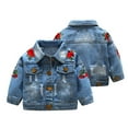 thumbnail image 2 of Toddler Kids Baby Boys Girls Denim Jacket Casual Long Sleeve Button Down Shirts Coats Fall Winter Clothes Jeans Overcoats Outerwear, 2 of 7