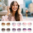 thumbnail image 4 of Gafas de sol vintage Qarigey para mujer Almohadilla para la nariz Cara redonda Gran ángulo abierto Rosa, 4 of 6