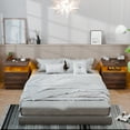 thumbnail image 3 of Hommpa LED Nightstand, 2 Drawers Bedside Tables with Wireless Charging Station 2 Outlets and 2 USB Ports,Bedside Table with RGB LED Backlights, Bedroom Home Furniture,Dark Walnut., 3 of 6