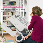 Landline Phones Dual Interface Wired Telephone with Caller ID for Office, Front Desk, Hotel, Seniors, Big Button Corded Landline Home Phones (White)