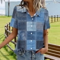 thumbnail image 6 of Women's Tops, Tees & Blouses Petite,Womens Button Down Shirts Short Short Sleeve Summer Cotton V Neck Collared Blouses Casual Plaid Tops, 6 of 6