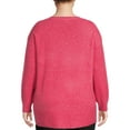 thumbnail image 3 of Heart N' Crush Women's Plus Size V Neck Dropped Shoulder Sweater with Metallic Trim, 3 of 5