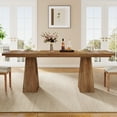 thumbnail image 7 of Finmind 63-inch Farmhouse Dining Table for 4-6 People, Modern Wooden Rectangular Kitchen Table for Dining Room, Light Brown, 7 of 7