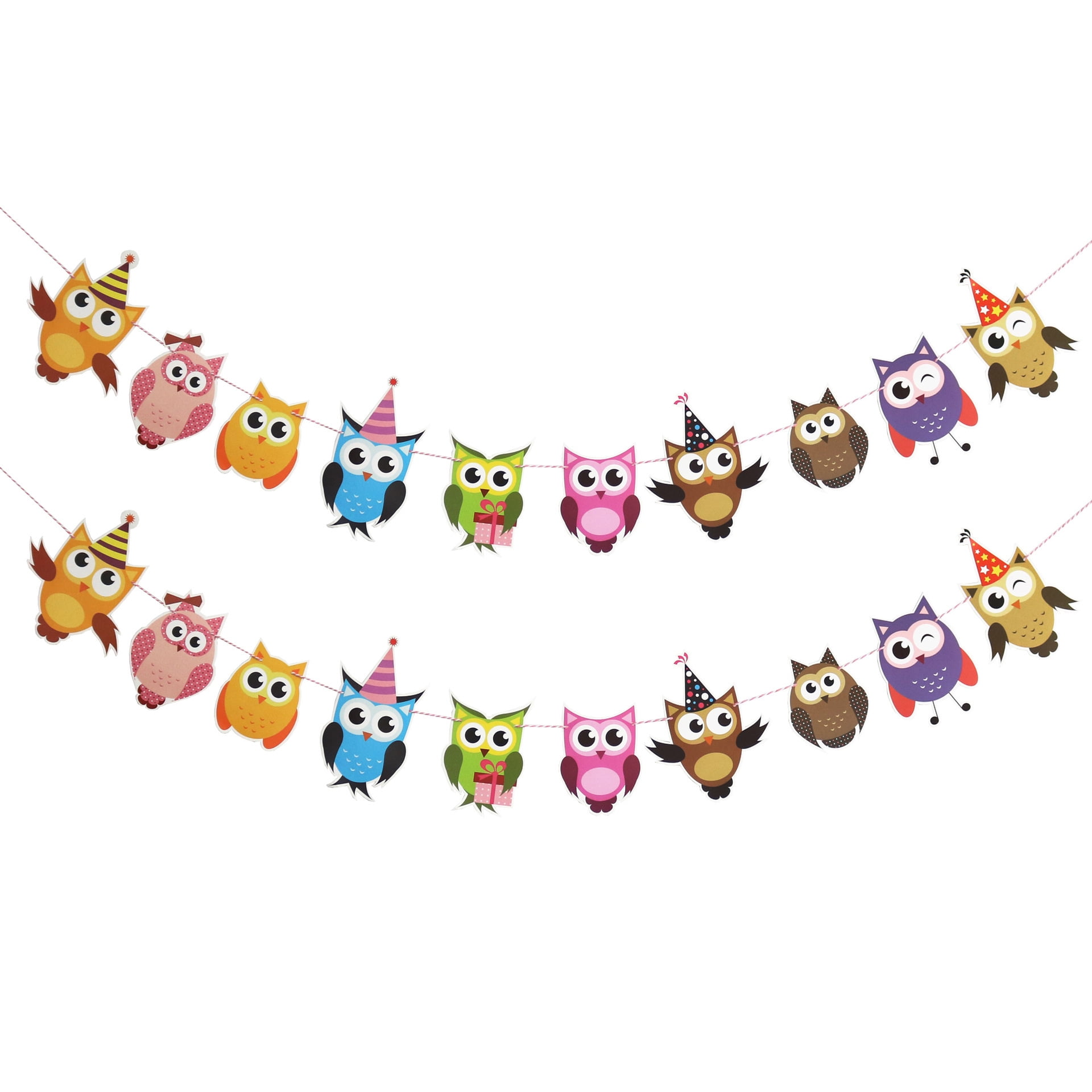 cartoon owl paper flag birthday party decoration banner bunting for children 