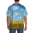 thumbnail image 3 of Sikiie Blooming Sunflower Field Men's Wrinkle Free Untucked Cuban Shirt Business Casual Button Down Shirts Short Sleeve ShirtMedium, 3 of 5