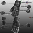 thumbnail image 3 of Men's Motorcycle Premium Leather Gel Padded Palm Street Cruiser Protected Biker Gloves Reflective Black M, 3 of 7