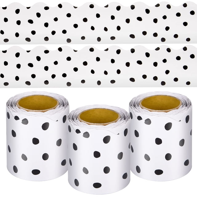 Bordes para tablones de anuncios AWIZOM con puntos negros, 99 pies x 9 cm, 3 rollos