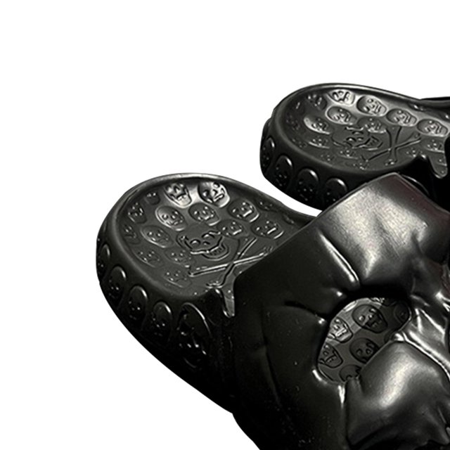 Skull Home Slippers Fashion Punk Flip Flop Sandalias de verano antideslizantes (40-41 Black) Likrtyny Libre de BPA