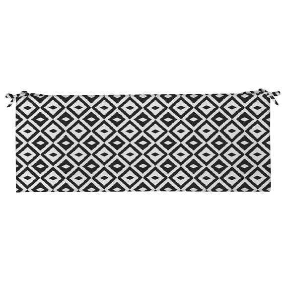 RSH Décor Indoor Outdoor Foam Bench Cushion with Ties, 51” x 18” x 3", Black & White Aztec