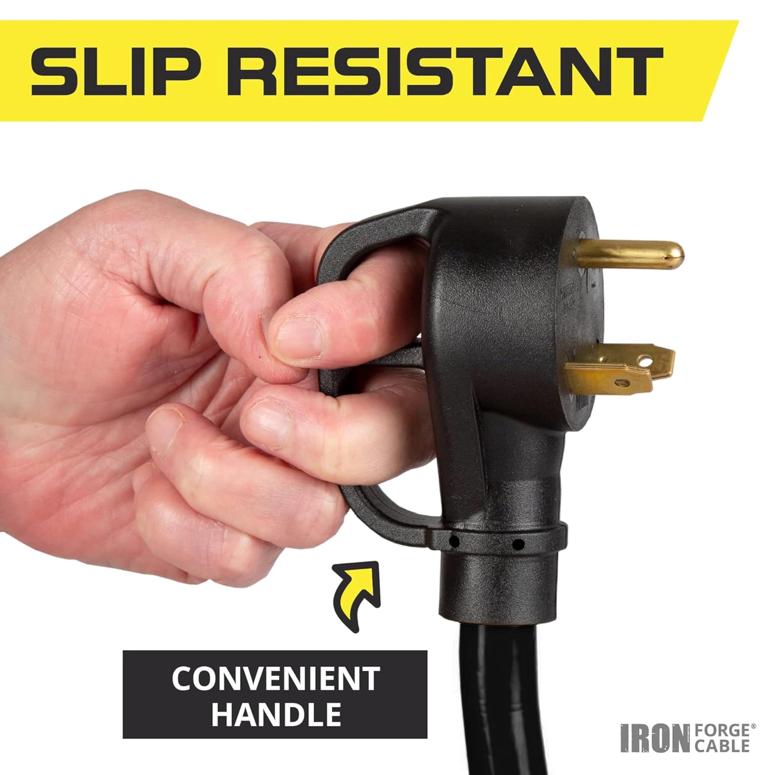 Iron Forge Cable RV Cord, Generator and RV Electrical Adapter Power Cord, TT-30P Male Plug to 4 5-20R Female, 1.5 Ft Plug Adapter - 10/3 STW Yellow