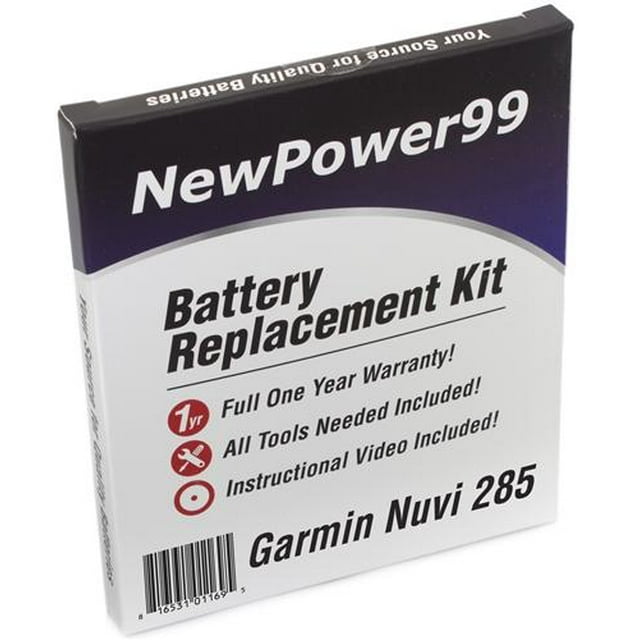 Garmin Nuvi 285 Battery Replacement Kit with Tools, Video Instructions, Extended Life Battery and Full One Year Warranty