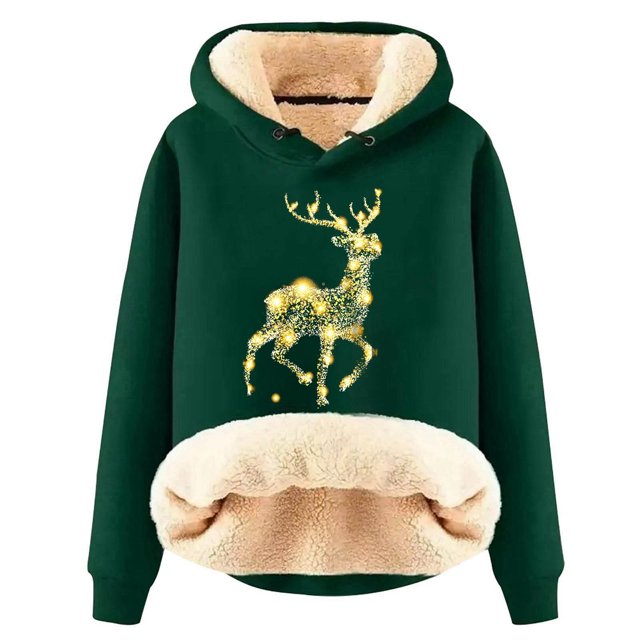 Chandail à Capuche Imprimé de Noël pour Femmes, Chandail d'Hiver Confortable et Chaud, Tenue Décontractée
