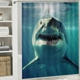 thumbnail image 6 of Shiartex Shark Shower Curtain,Sea Animals Bathtub Shower Curtain Ocean Sea Wave Shower Stall Curtain Blue White Bathroom Sets Accessories With Hooks Bathroom Decor 69x72, 6 of 7