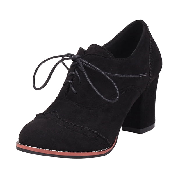 NECHOLOGY Botas Mujer Adulto Femenino Zapatos Botines mujer Botas de tobillo para mujer de tacón grueso con cordones tallados británicos de comercio exterior europeo y americano (Black, 6.5)