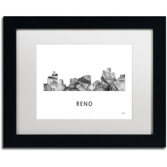 Trademark Fine Art 'Reno Nevada Skyline WB-BW' Canvas Art by Marlene Watson, White Matte, Black Frame