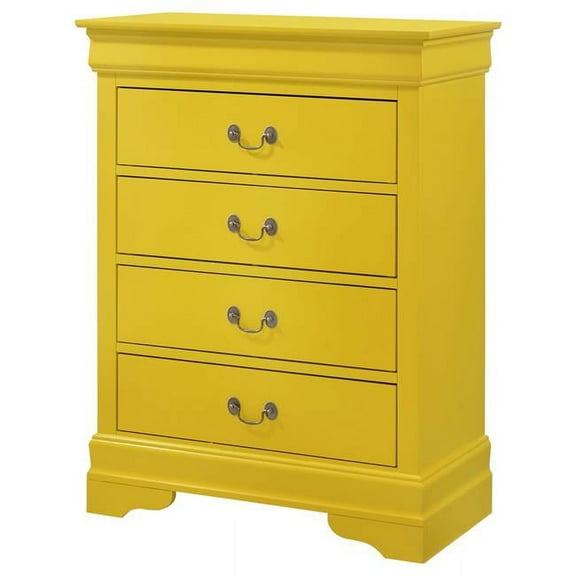Passion Furniture PF-G3102-BC 41 x 16 x 41 in. Louis Phillipe 4 Drawer Chest, Yellow