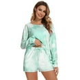 thumbnail image 4 of Uniexcosm Womens Long Sleeve Pajamas Set 2 Piece Pjs Tie Dye Sleepwear with Shorts, 4 of 10