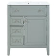 thumbnail image 4 of Solid Wood Bathroom Vanity with Ceramic Undermount Sink - 12" Soft-Close Drawer Slides, Flip Bin + Single Drawer + Storage Drawer, Adjustable Shelf, 70kg Load Capacity, Gray, 4 of 11