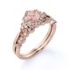 thumbnail image 4 of JeenMata Conjunto Nupcial de Morganita Creada en Corte Redondo de 1,50 Quilates - Conjunto Nupcial - Conjunto de Trío Nupcial - Anillo de Aniversario - Anillo Art Déco - Oro Rosa de 18 K sobre Plata, 4 of 6