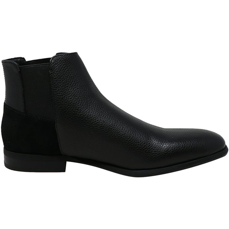 Calvin Klein Larry Tumbled Leather Suede Black Ankle-High Midcalf Boot - 13M - Walmart.com