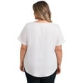 thumbnail image 3 of GRACE & GRANDEUR Women's Plus Size Blouses Folded Cuff Short Sleeve Tops Keyhole Neck Metal Trim Dressy Casual T-Shirts 4X White, 3 of 5