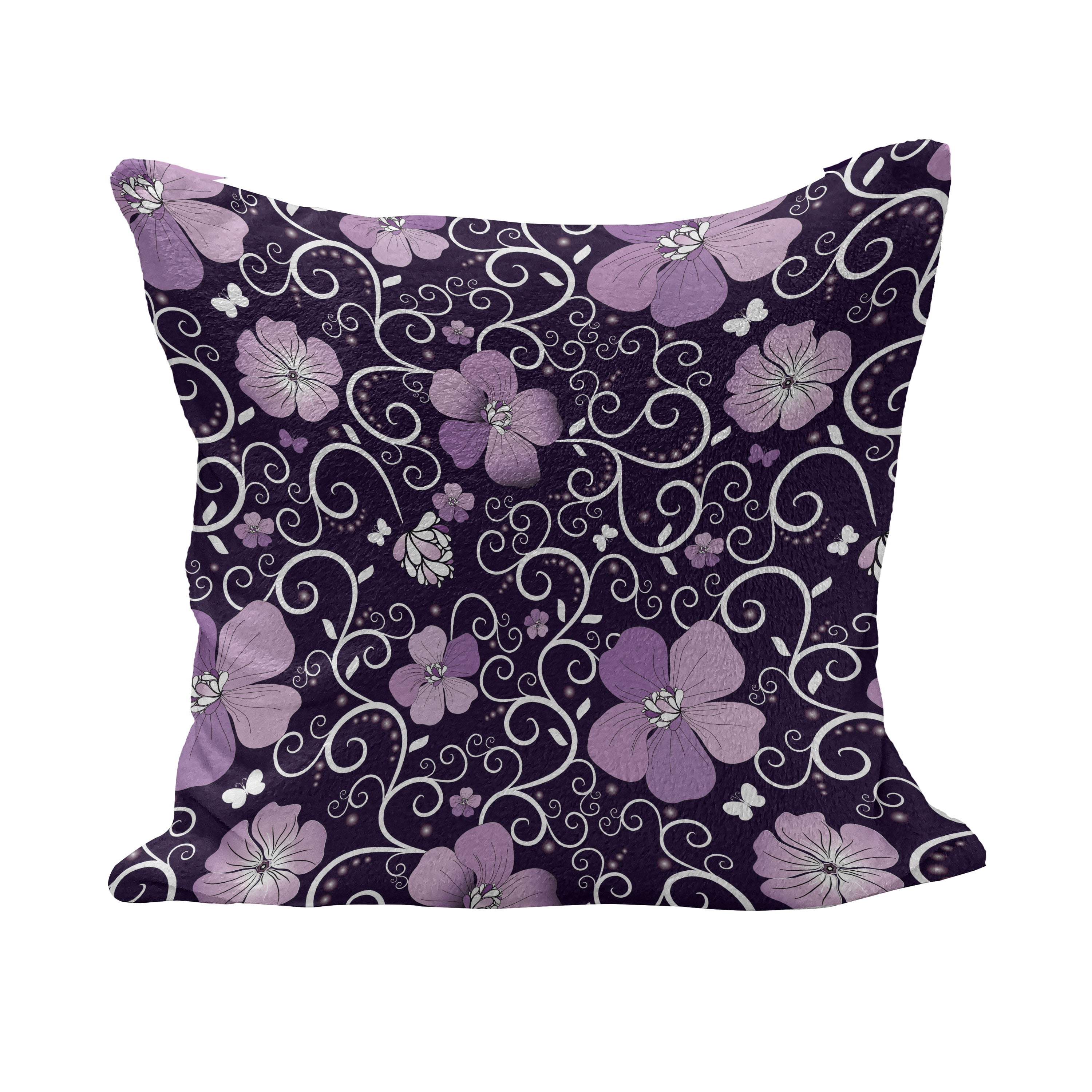 Cushion Throw Pillow Embroidered Flower Mauve Filled 45cms BRAND NEW 
