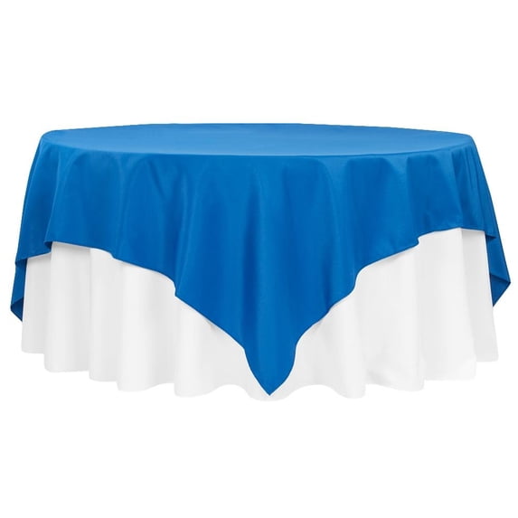 1 Pc, Economy Polyester Table Overlay Topper/Tablecloth 90"X90" Square - Royal Blue For Occasional Use, One-Time Events, Or Casual Affairs