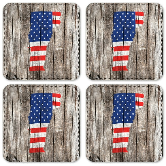 Vinyl Drink Coasters - Set of 4 - Vermont Map