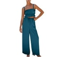 thumbnail image 2 of Idoravan Women Sets Clothing Clearance Fashion Women Summer Square-Neck Solid Casual SLeeveless Top+ Pant Set, 2 of 7