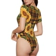 thumbnail image 2 of Kdxio Yellow Black Plaid Sunflower for Women's Short-Sleeved Onesie Stylish Round Neck Pajamas Bodysuit Jumpsuit Nightwear-XX-Large, 2 of 7