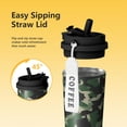 thumbnail image 3 of 18oz Travel Coffee Mug, 316 Stainless Steel Vacuum Insulated Tumbler with 2-in-1 Straw Lid & Strap, Camouflage Print, 3 of 6