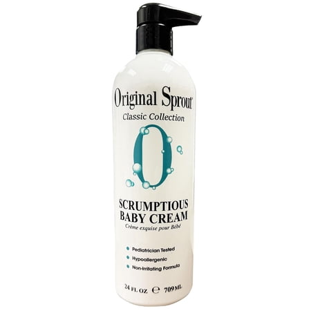 Original Sprout Classic Scrumptious Baby Cream, 24 oz, 100% Vegan, Hypoallergenic Moisturizing Lotion for Sensitive Baby & Kids Skin, Gentle Daily Hydration