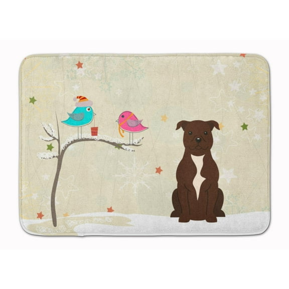 Christmas Presents between Friends Bull Terrier - Chocolate Machine Washable Memory Foam Mat