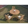 thumbnail image 3 of Grade-A Teak Dining Set: 3 Seater 4 Pc: 52" Round Table And 3 Wave Stacking Arm Chairs Outdoor Patio WholesaleTeak #WMDSWVm, 3 of 4