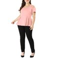 thumbnail image 2 of Unique Bargains Women's Plus Size Off Shoulder Peplum Summer High Waist Top 2X Pink, 2 of 6