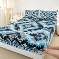 thumbnail image 3 of Manfei Vintage Aztec Print Twin Sheet Sets,Rustic Farmhouse Cabin Twin Fitted Sheet,Black Gray Blue Flat Sheet For Adults,Luxury Bedroom Decor,3 Pieces, 3 of 7