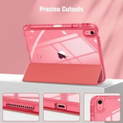 Fintie Clear Case for iPad (A16) 11th Generation 11 Inch (2025), iPad 10th Generation 10.9 Inch (2022), Crystal Transparent Back Cover with Pencil Holder, Auto Wake/ Sleep, Pink