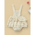 thumbnail image 4 of Seyurigaoka Baby Summer Ruffle Romper, Sleeveless Elastic Waist Rainbow Embroidery Strap Bodysuit, 4 of 9