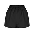 thumbnail image 4 of Homenesgenics Shorts for Women $5 Women's Shorts Casual Flowy Linen High Waist Drawstring Elastic Pockets Black S, 4 of 8