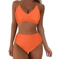 thumbnail image 2 of Sakmal Orange Bikini Sets for Women Two Piece High Waisted Swimwear Padded Push Up Swimsuit Sets, 2 of 6