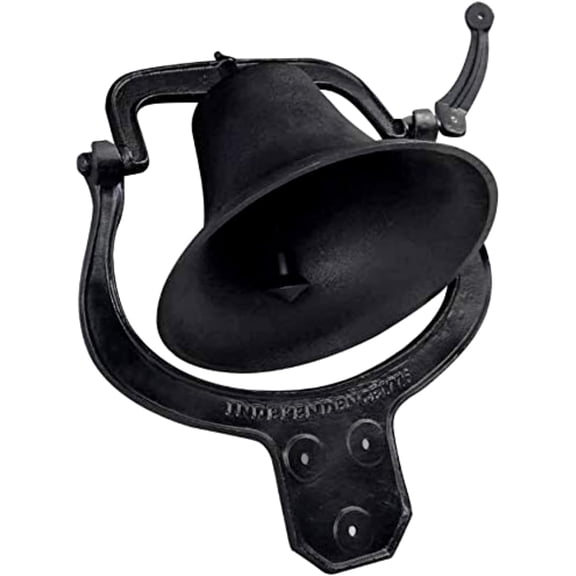 Large Cast Iron Dinner Bell, Heavy Duty Door Bell with Mounting Bracket, Loud Yard Bell for Farmhouse, Porch, Garden, Vintage Metal Bell, 17.7" × 13.6" × 20.9", Matte Black Finish
