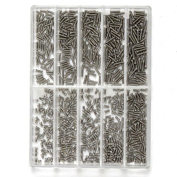 JIAHAOO Durable 304 SS Watch Back Cover Screws Set for Watchmakers Easy Storage, 10 Sizes, Extensive Applications